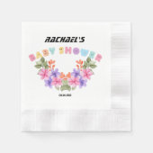 Soft Pink Floral Girl Baby Shower 縁ありカクテルナプキン (正面)