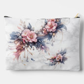 Soft Pink Floral Luxury Art with Gold Accents アクセサリーポーチ (裏面)
