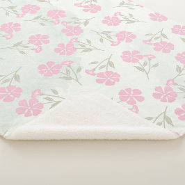 Soft Pink Floral Sherpa Blanket シェルパブランケット