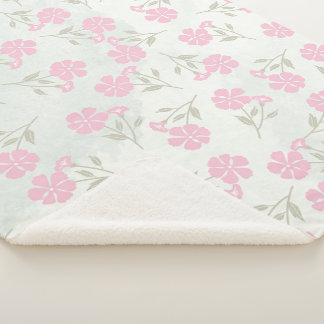 Soft Pink Floral Sherpa Blanket シェルパブランケット