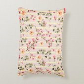 Soft Pink Floral Stripe Pattern アクセントクッション (裏面(縦))