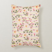 Soft Pink Floral Stripe Pattern アクセントクッション (正面(垂直))