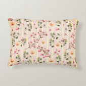 Soft Pink Floral Stripe Pattern アクセントクッション (裏面)