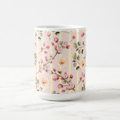 Soft Pink Floral Stripe Pattern コーヒーマグカップ (中央)