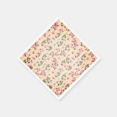 Soft Pink Floral Stripe Pattern スタンダードカクテルナプキン (角)