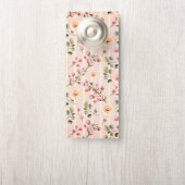 Soft Pink Floral Stripe Pattern ドアノブサイン (ノブ)