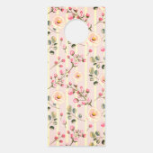 Soft Pink Floral Stripe Pattern ドアノブサイン (裏面)