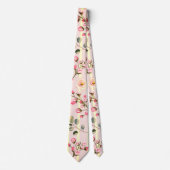 Soft Pink Floral Stripe Pattern ネクタイ (正面)