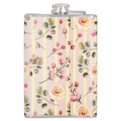 Soft Pink Floral Stripe Pattern フラスク (裏面)