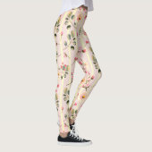 Soft Pink Floral Stripe Pattern レギンス (右)