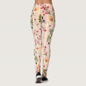 Soft Pink Floral Stripe Pattern レギンス (裏面)