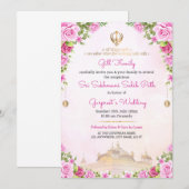 Soft Pink Floral Sukhmani Sahib Path Invitation 招待状 (正面/裏面)
