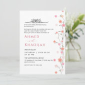 Soft Pink Floral Vine Islamic Wedding Nikah 招待状 (スタンド正面)