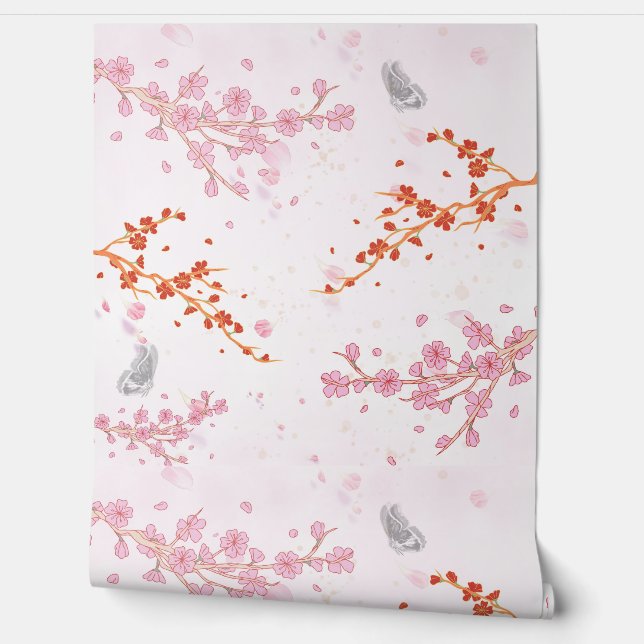 Soft Pink Floral Wall Covering | Wallpaper 壁紙 (ほどく)