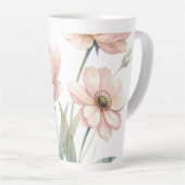 Soft Pink Floral Watercolor Bouquet Art カフェラテマグ (右アングル)
