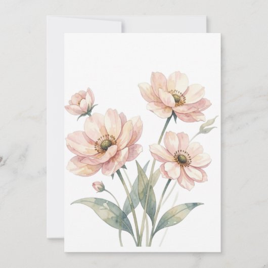 Soft Pink Floral Watercolor Bouquet Art 招待状 (正面)
