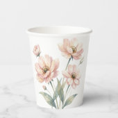 Soft Pink Floral Watercolor Bouquet Art 紙コップ (裏面)