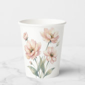 Soft Pink Floral Watercolor Bouquet Art 紙コップ (正面)