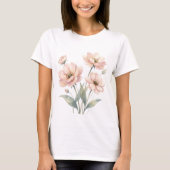 Soft Pink Floral Watercolor Bouquet Art Tシャツ (正面)