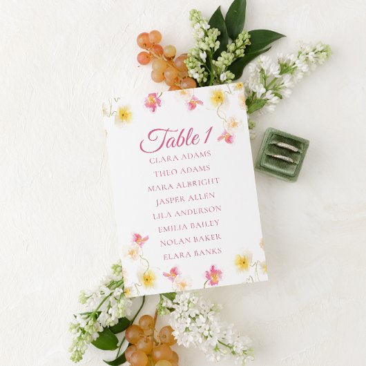 Soft Pink Floral Wedding Seating Chart Card テーブルナンバー