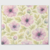 Soft Pink Floral Wrapping Paper ラッピングペーパー (フラット)