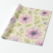 Soft Pink Floral Wrapping Paper ラッピングペーパー (アンロールド)