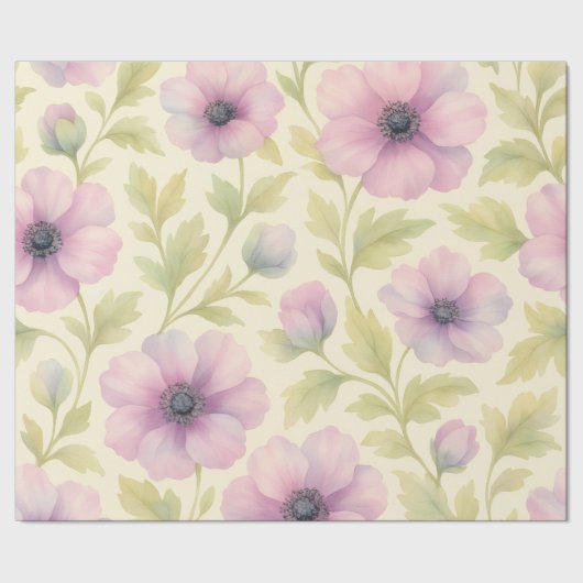 Soft Pink Floral Wrapping Paper ラッピングペーパー (シーム)