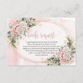 Soft Pink Flowers Greenery Gold Baby Book Request エンクロージャーカード (正面)