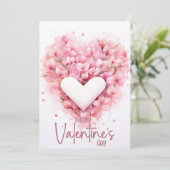 Soft pink forsythia heart Happy Valentines Day シーズンカード (スタンド正面)