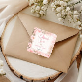 Soft Pink Garden Bloom Thank You スクエアシール