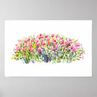 Soft Pink Garden Watercolor – Floral Accent ポスター