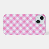 Soft Pink Gingham Check Pattern Phone Case iPhone 15ケース (裏面横)