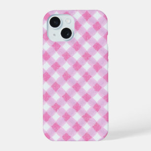 Soft Pink Gingham Check Pattern Phone Case iPhone 15ケース