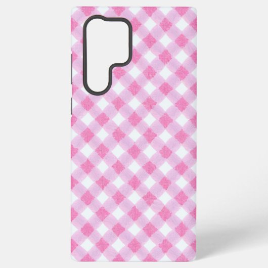Soft Pink Gingham Check Pattern Phone Case Samsung Galaxyケース (裏面)