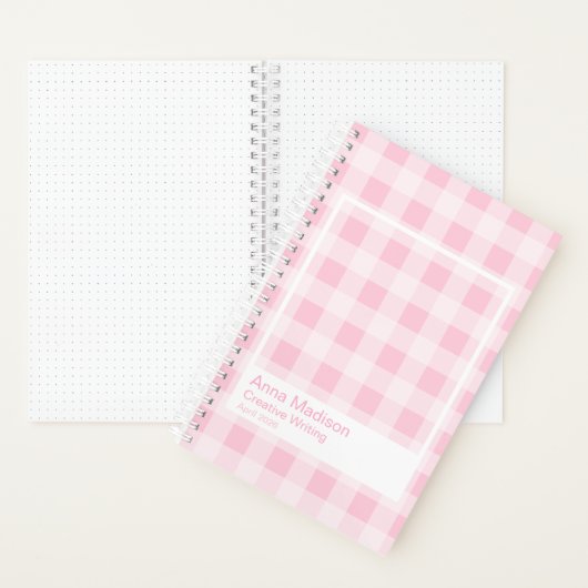 Soft Pink Gingham Transparent Frame ノートブック (内側)