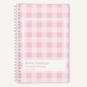 Soft Pink Gingham Transparent Frame ノートブック (正面)