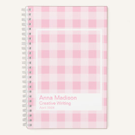 Soft Pink Gingham Transparent Frame ノートブック