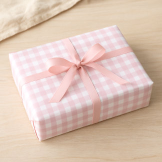 Soft Pink Gingham Wrapping Paper ラッピングペーパーシート