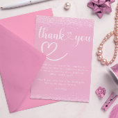 Soft Pink Glitter Thank You Heart Script サンキューカード