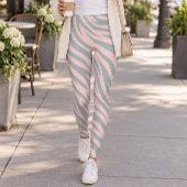 Soft Pink Gray Zebra Stripes レギンス
