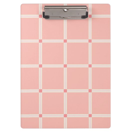 Soft Pink Grid Pattern with Coral Accent  クリップボード (正面)