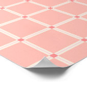 Soft Pink Grid Pattern with Coral Accent ポスター (角)
