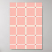Soft Pink Grid Pattern with Coral Accent  ポスター (正面)
