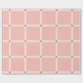 Soft Pink Grid Pattern with Coral Accent  ラッピングペーパー (フラット)