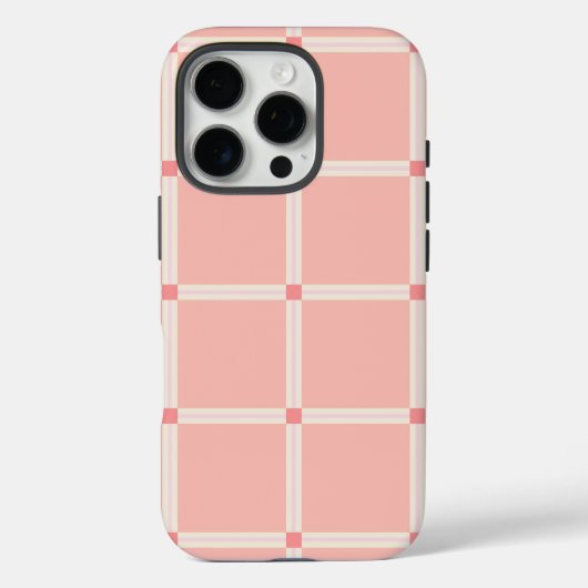 Soft Pink Grid Pattern with Coral Accent Case-Mate iPhoneケース (裏面)