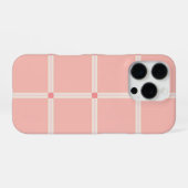 Soft Pink Grid Pattern with Coral Accent  iPhoneケース (裏面横)