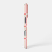 Soft Pink Grid Pattern with Coral Accent  iPhoneケース (右側面)