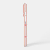 Soft Pink Grid Pattern with Coral Accent  iPhoneケース (左側面)