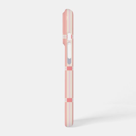 Soft Pink Grid Pattern with Coral Accent  iPhoneケース (左側面)