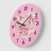 Soft Pink Heart Flower ラージ壁時計 (傾斜)
